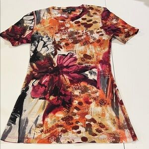 Karen Kane - Multicolor‎ Floral Netting Top, Tshirt cut, xs